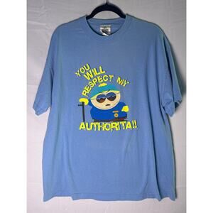 Eric Cartman You will Respect my Authorita! Blue Shirt Graphic Print Men's XL